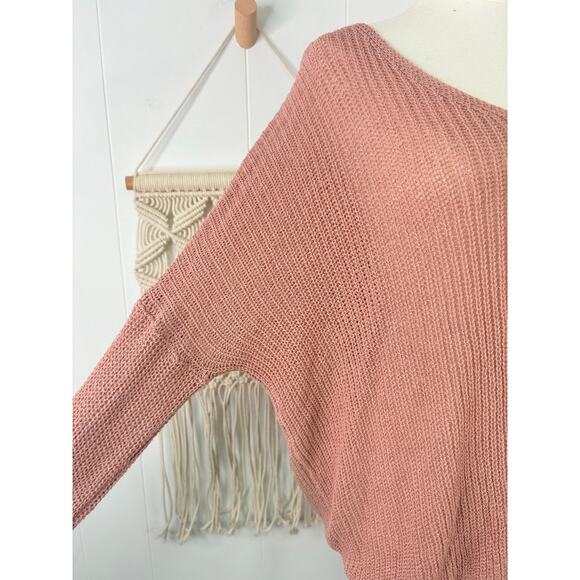Lulu's Eloise Dusty Pink V Neck Loose Knit Sweater Small - Picture 7 of 11